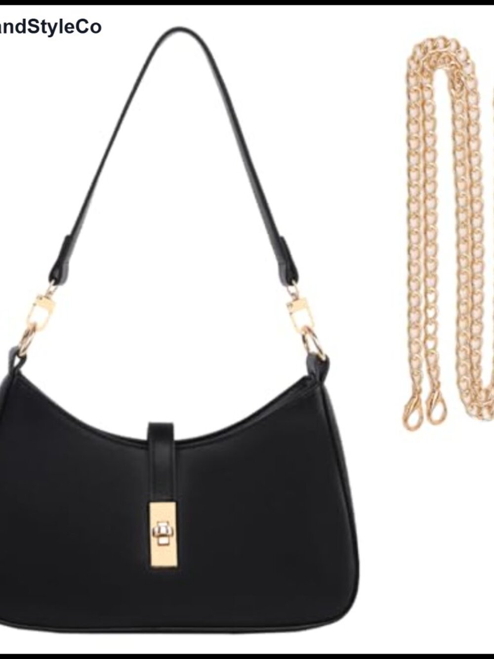 Convertible Hobo Shoulder Bag Faux Leather Crossbody Handbag with Chain Strap